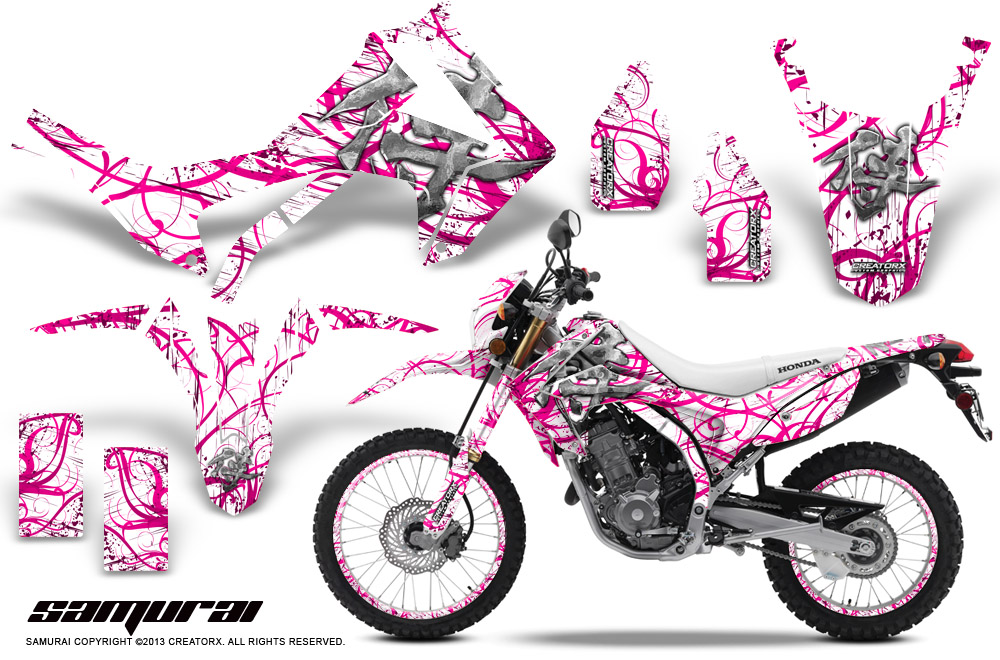 Honda CRF250L 2013 Graphics Kit Samurai Pink White NP Rims